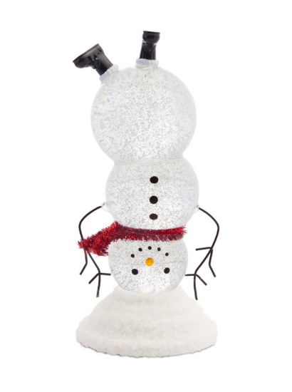 Melrose Acrylic Snowman Snow Globe With Timer With White And Red Finish 76834DS