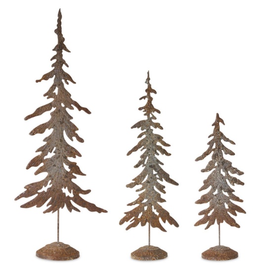 Melrose Metal Set Of 3 Holiday Decor With Rustic Finish 80490DS
