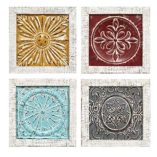 Stratton Home Rustic Metal And Wood Set Of 4 Wall Art With Multi Finish S07709
