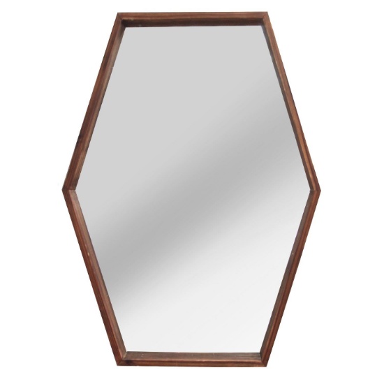 Stratton Home Contemporary Glass And Mdf Mirror With Dark Natural Wood S13571
