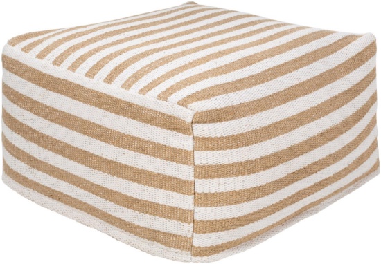 Surya Palmetto Cube Pouf With Camel And White Finish PMPF002-242413