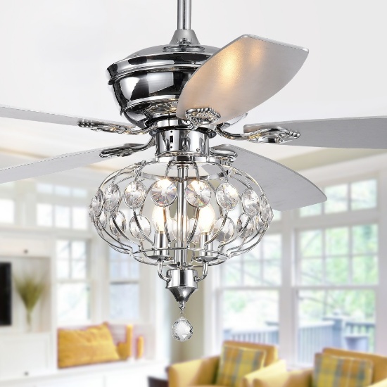 Warehouse Of Tiffany Orchid Finlayson Lighted Ceiling Fan CFL-8391REMO/CH