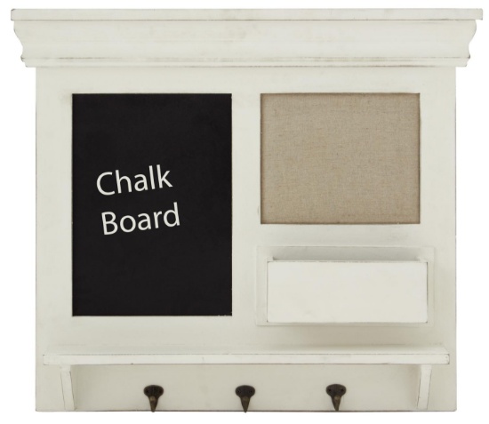 Classic Lovely Wooden Chalkboard Wall Shelf With Three Metal Hooks Home Decor