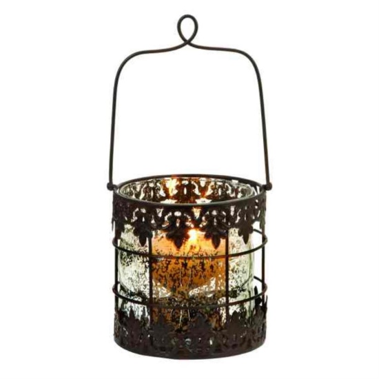 GWG Outlet Metal Glass Candle Holder 12"H, 6"W