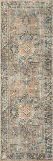 Loloi II Traditional Margot 2'-6" x 9'-6" Area Rugs With Terracotta And Lagoon