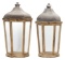 Melrose Iron And Wood Set Of 2 Lantern With Brown And White Finish 78464DS