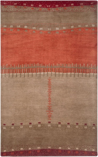 Rizzy Home Maroon Rug In Wool 5'x8'