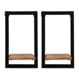 Stratton Home Scandinavian Metal And Wood Set Of 2 Wall Shelf With Black S16070