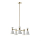 INK+IVY Ezra Chandelier With Antique Brass And White Finish II150-0118