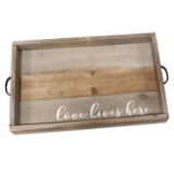 Stratton Home Decor Love Lives Here Wood Tray S19358