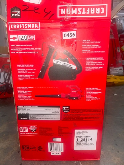 Craftsman 12.0 Amp Corded Blower Vacuum Blower (Like New)