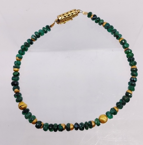Faceted Emerald Bracelet with Pre-Columbian Gold Beads