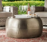 Metal Hammered Coffee Table Antique Silver Finish