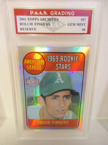 Rollie Fingers A's 2001 Archives Reserve #597 graded PAAS Gem Mint 10