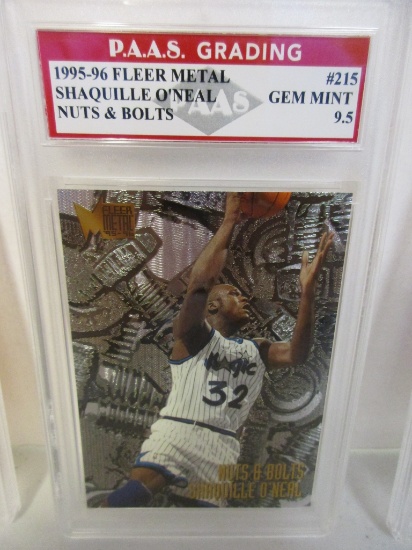 Shaquille O'Neal Magic 1995-96 Fleer Metal Nuts & Bolts #215 graded PAAS Gem Mint 9.5