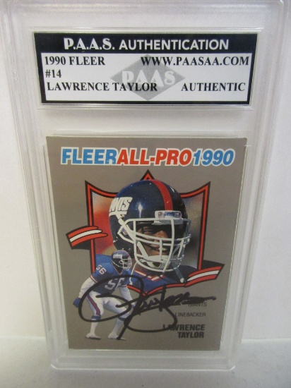 Lawrence Taylor of the NY Giants signed autographed slabbed sportscard PAAS Holo 511