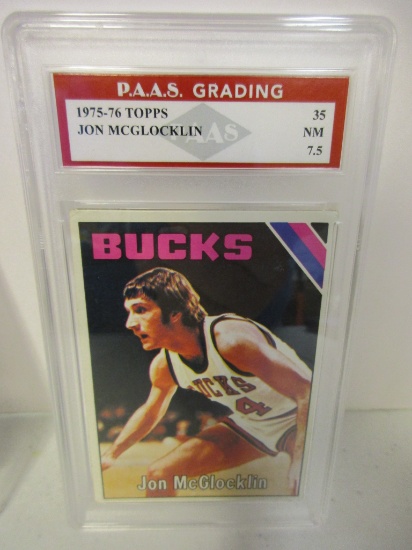 Jon McGlocklin Milwaukee Bucks 1975-76 Topps #35 graded PAAS NM 7.5