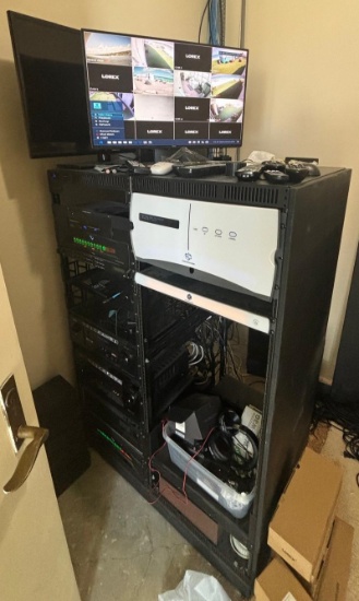 Component Rack with Contents - Includes Denon Components and More (Lorex security system not include