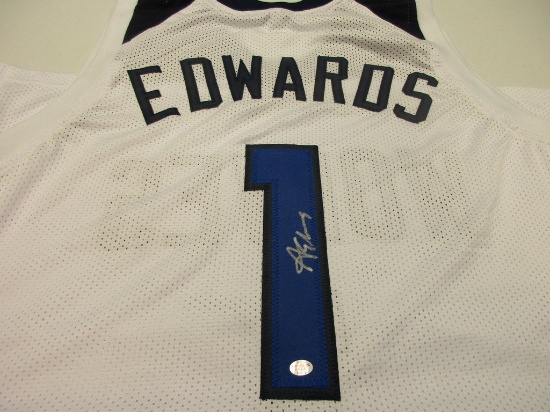 Anthony Edwards of the Minnesota Timberwolves signed auto basketball jersey PAAS COA 412