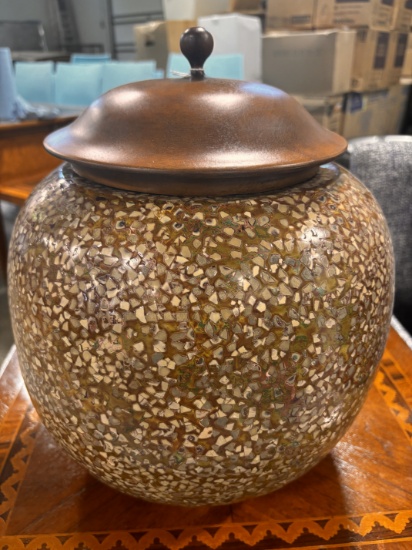 Counter Top Decorative Jar W/ Lid / Mosiac Style Jar W/ Lid