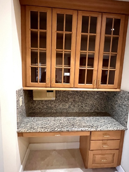 Granite Top Counter System with Drawers and Upper Cabinets Cabinets:58" X 42" X 48", Counter 58" X 2