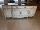 Triple Buffet Server with (4) Doors and (4) Drawers, Has Felt Lining for A Silver/Silverwear Drawer