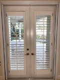 Exterior Double French Doors, Impact Glass, with Bahama Shutter and Full Screen, 9 Ft X 6 Ft