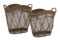 Sleek Style The Cool Set of 2 Metal Burlap Basket Home Decor 76190