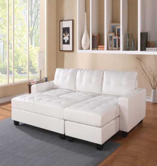 Acme Sectional Sofa w/Reversible Chaise and Ottoman in White Finish 51210
