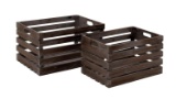 GwG Outlet Set of 2 Wood Wine Crate in Rustic Brown Finish 50219