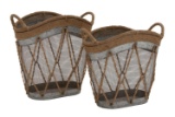 Sleek Style The Cool Set of 2 Metal Burlap Basket Home Decor 76190