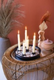 Kalalou Round Iron Black Platter With Six Taper Candle Holders NZR1064