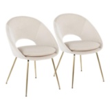 Lumisource Metro Gold Metal And Cream Velvet Set Of 2 Chair CH-METRO AU+VCR2