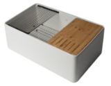Alfi Brand White Smooth Apron Bowl Step Rim Fireclay Farm Sink Abfs3020-W
