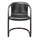 Moe's Home Freeman Onyx Black Leather Set Of 2 Dining Chair PK-1059-02