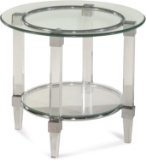 Bassett Mirror Cristal Round End Table in Acrylic and Chrome Finish 2929-220EC