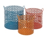 Modern And Unique Inspired Style Metal Basket Set Of 3 Home Decor 34976