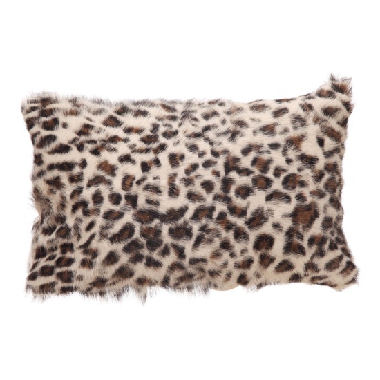 Moe's Home Spotted Brown Leopard Goat Fur Bolster Pillow XU-1022-03