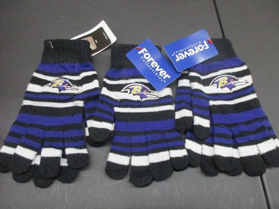 Baltimore Ravens Striped Winter Gloves NFL Licensed NWT Box 122