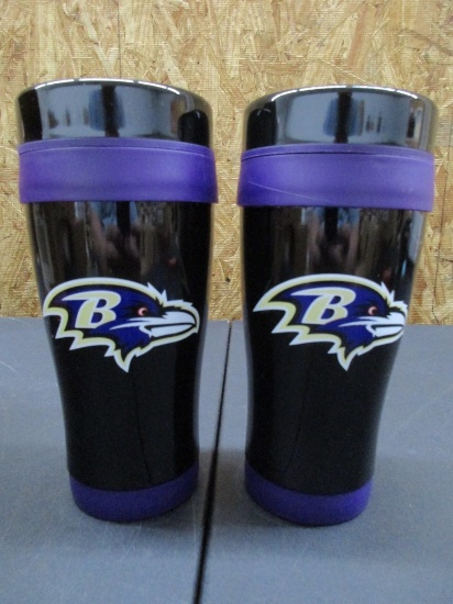 (6) Baltimore Ravens Black Metal Tumblers NEW NFL Licensed Box 130
