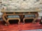 5' Glass Top Foyer Table with (2) Matching Upholstered Benches