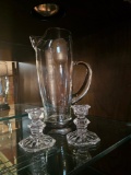 Crystal Candle Holders and Pitcher
