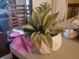 Marble Planter with Artificial Arrangement
