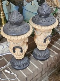 Pair of Metal and Stone Urns