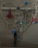 Heart Shaped Wall Mount Earring Rack with Contents