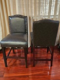 Push Pin Leather Barstools