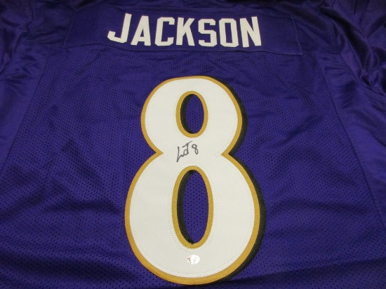 Lamar Jackson of the Baltimore Ravens signed autographed football jersey PAAS COA 936