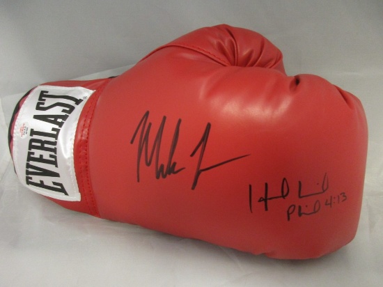 Mike Tyson Evander Holyfield signed autographed boxing glove PAAS COA 195