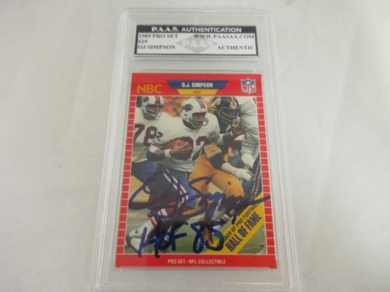 OJ Simpson of the Buffalo Bills signed autographed slabbed card PAAS COA 492
