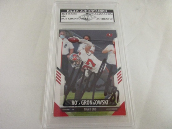 Rob Gronkowski of the Tampa Bay Buccaneers signed autographed slabbed card PAAS COA 030